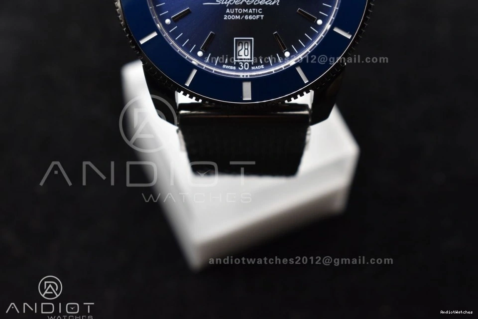 Dial 42mm SS Ceramic SS Blue Heritage Fashionable Bezel BLSF Mesh Bracelet 1169 Blue SuperOcean II on A 0402